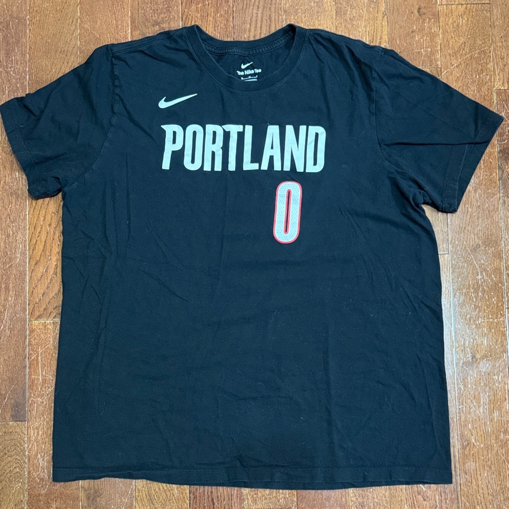 Nike Damian Lillard #0 Portland Trail Blazers Jersey Tee | Black Red | XL